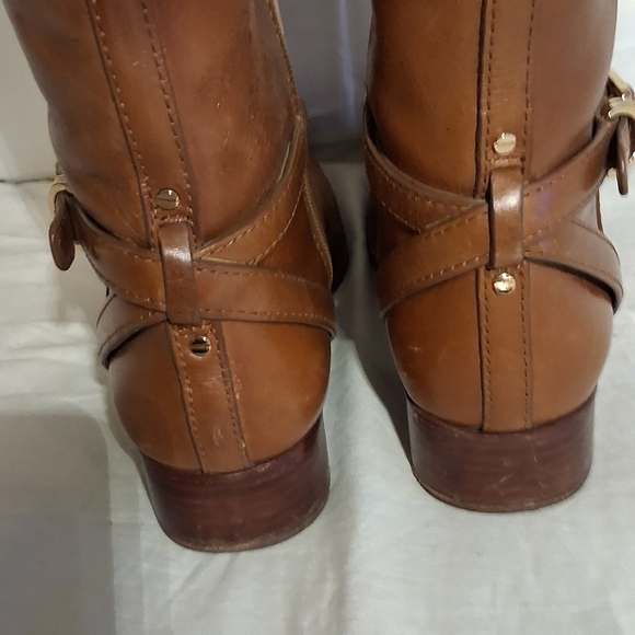 Tory Burch Lizzie Tan Leather Riding Tall Boots Size 8M - Picture 13 of 16